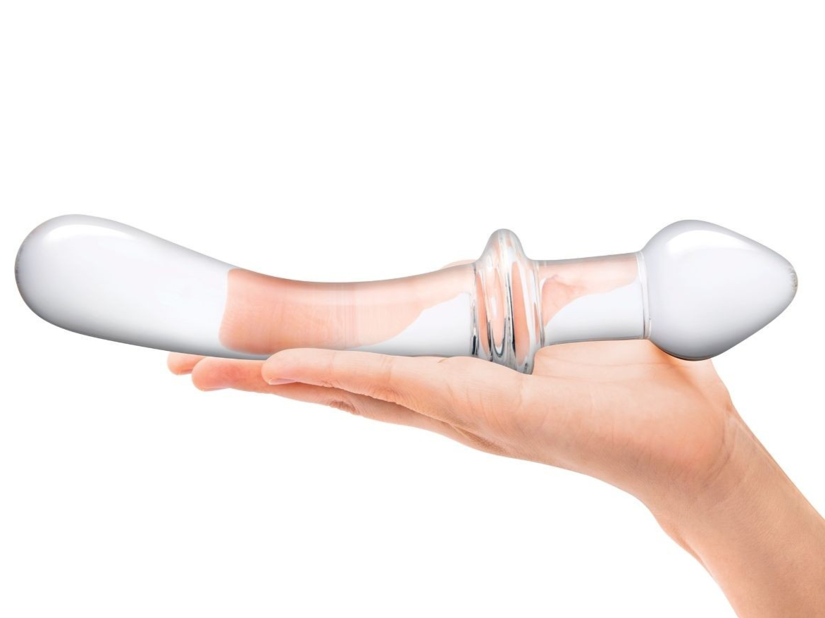 Gläs 9 Inch Classic Curved Double End Handblown Glass Cock Dildo Anal Butt Plug
