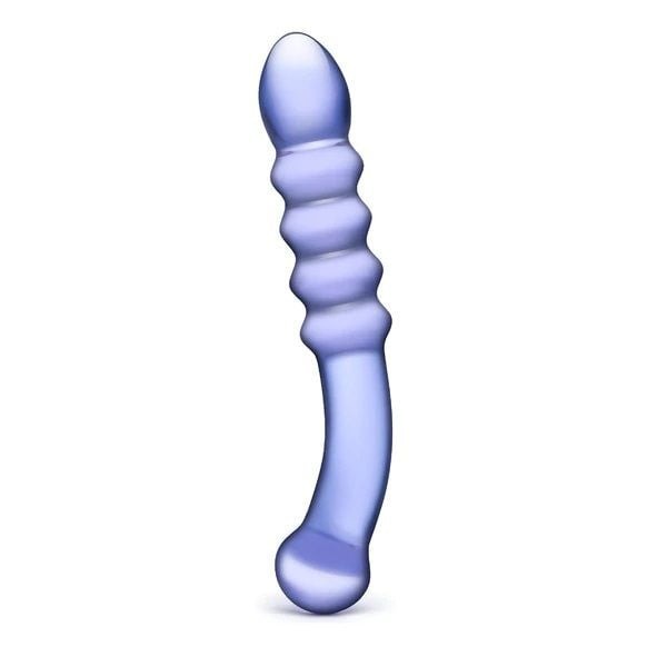 Gläs 9" Purple Rain Ribbed Double Dual End Handblown Glass Dildo Anal Massager