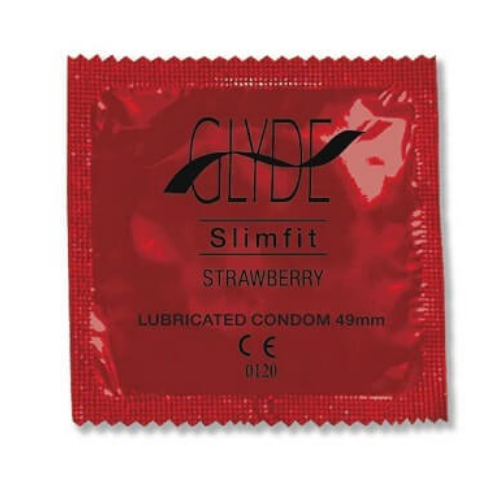  Glyde Ultra Slimfit Strawberry Flavour Vegan Condoms 100 Bulk Pack