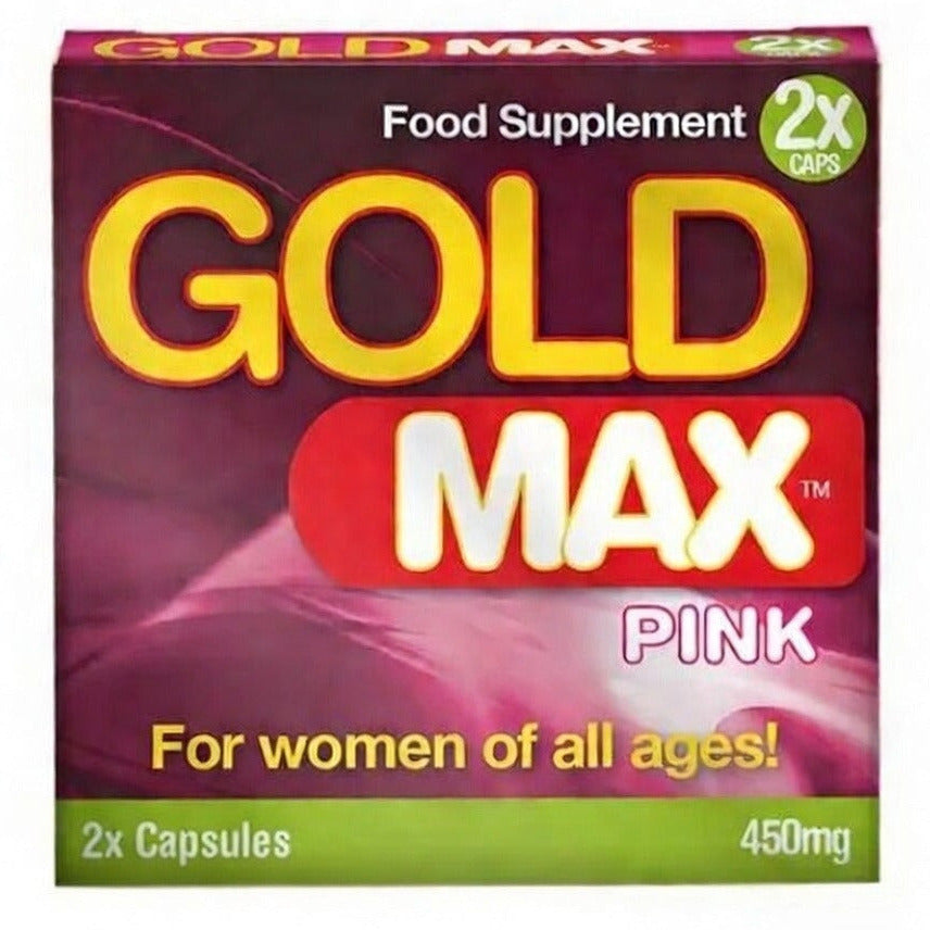 Gold Max Pink food supplement packaging for women on a white background