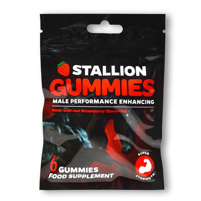 Stallion Gummies male performance enhancing supplement packaging on a white background
