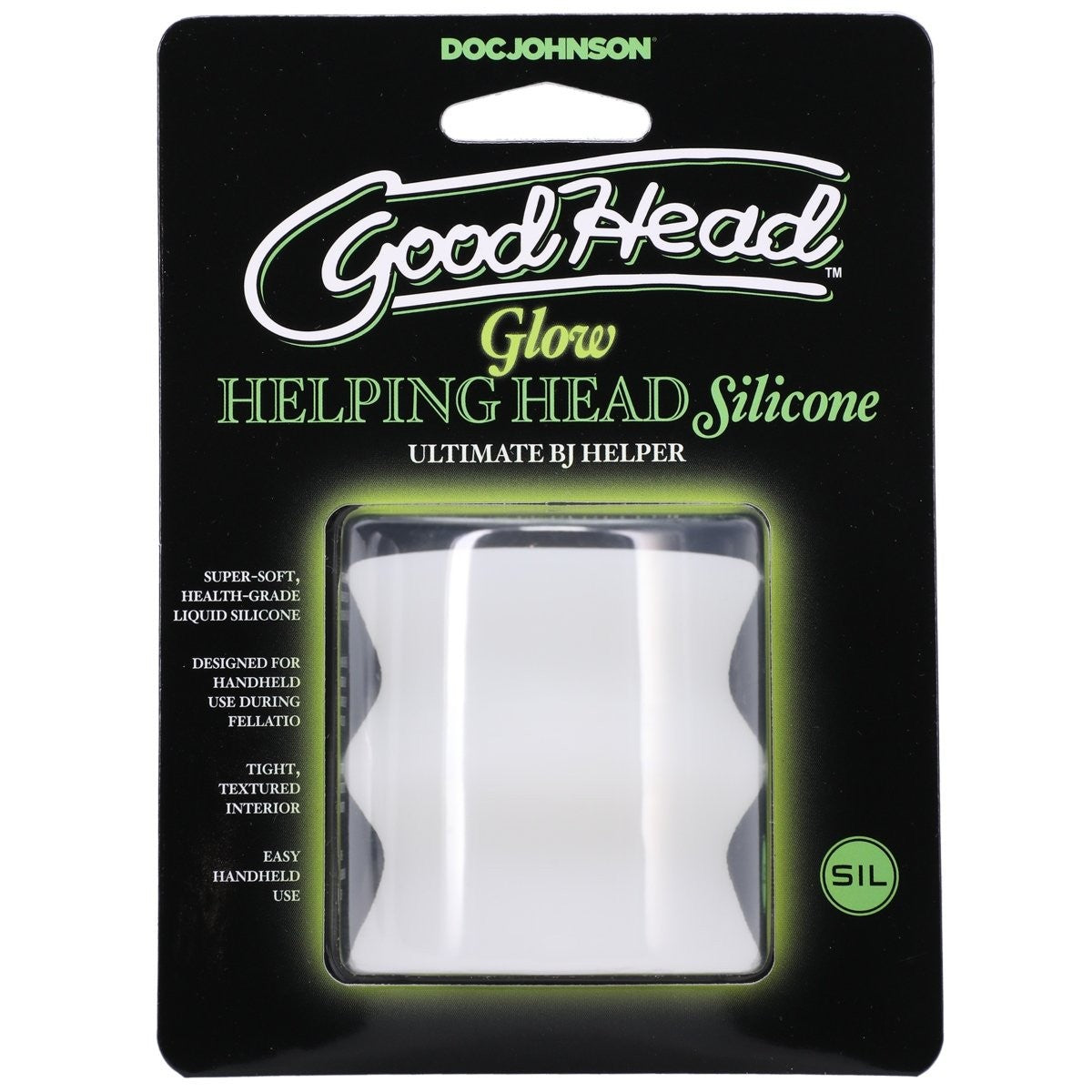 GoodHead Glow In The Dark Helping Head Blowjob Enhancer Texture Silicone Stroker