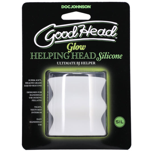 GoodHead Glow In The Dark Helping Head Blowjob Enhancer Texture Silicone Stroker