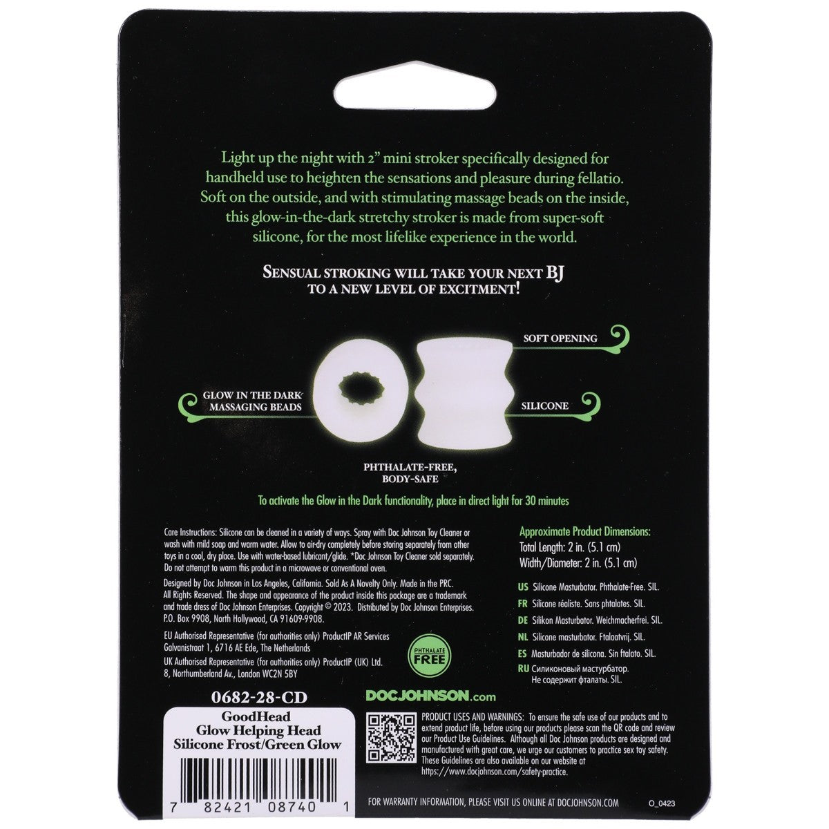 GoodHead Glow In The Dark Helping Head Blowjob Enhancer Texture Silicone Stroker