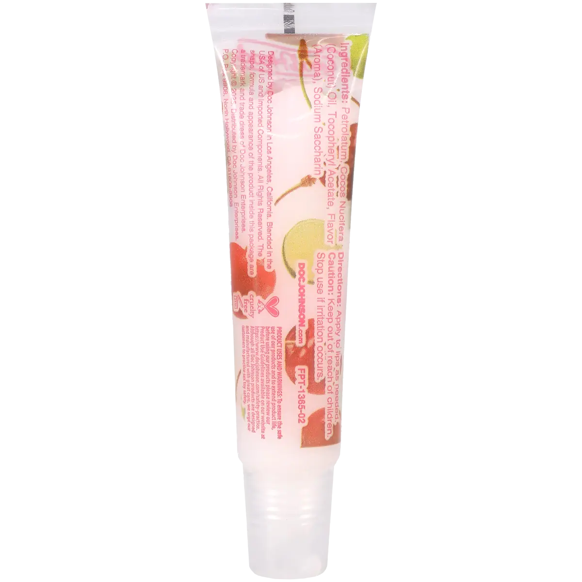 Tube of lip balm with a white background
