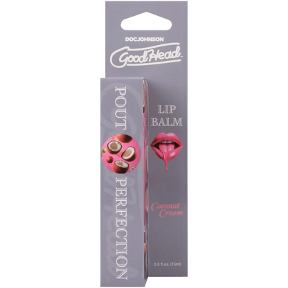 Lip balm packaging with 'GoodHead' branding on a white background