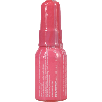 Pink spray bottle with text on a white background