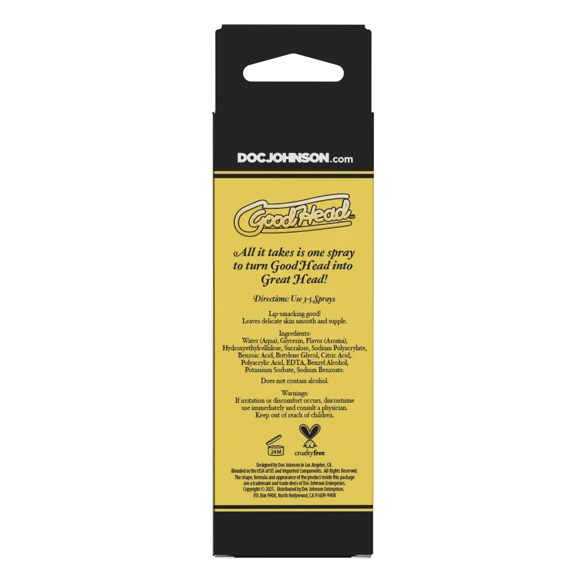 Doc Johnson Good Head product packaging with black and yellow design.