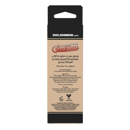 Back of a Doc Johnson Good Head product packaging with text and branding.