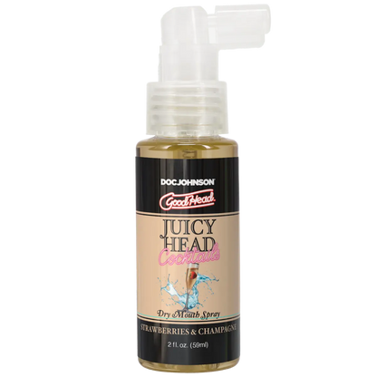 Bottle of Doc Johnson GoodHead Juicy Head Coconut dry mouth spray on a white background
