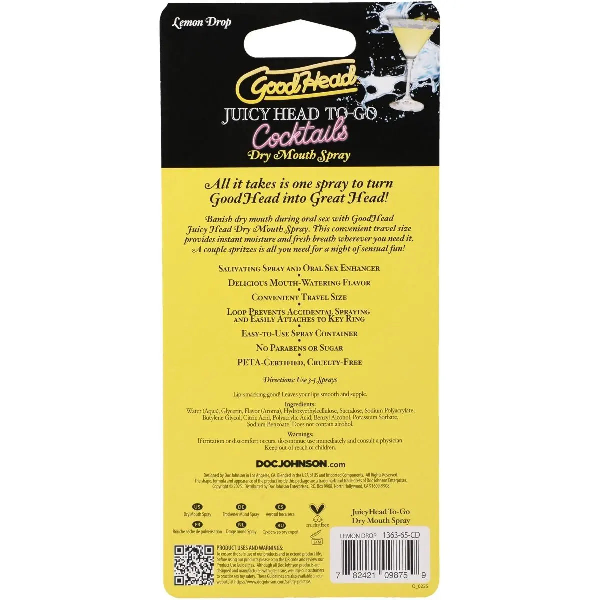 Goodhead Juicy Head Cocktails Dry Mouth Spray To-Go Flavoured Blowjob Vegan Mist Lemon Drop