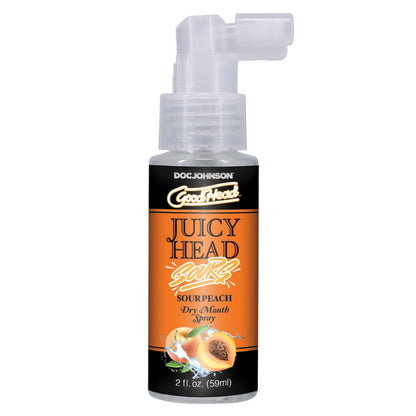 Juicy Head Sour Peach dry mouth spray bottle on a white background