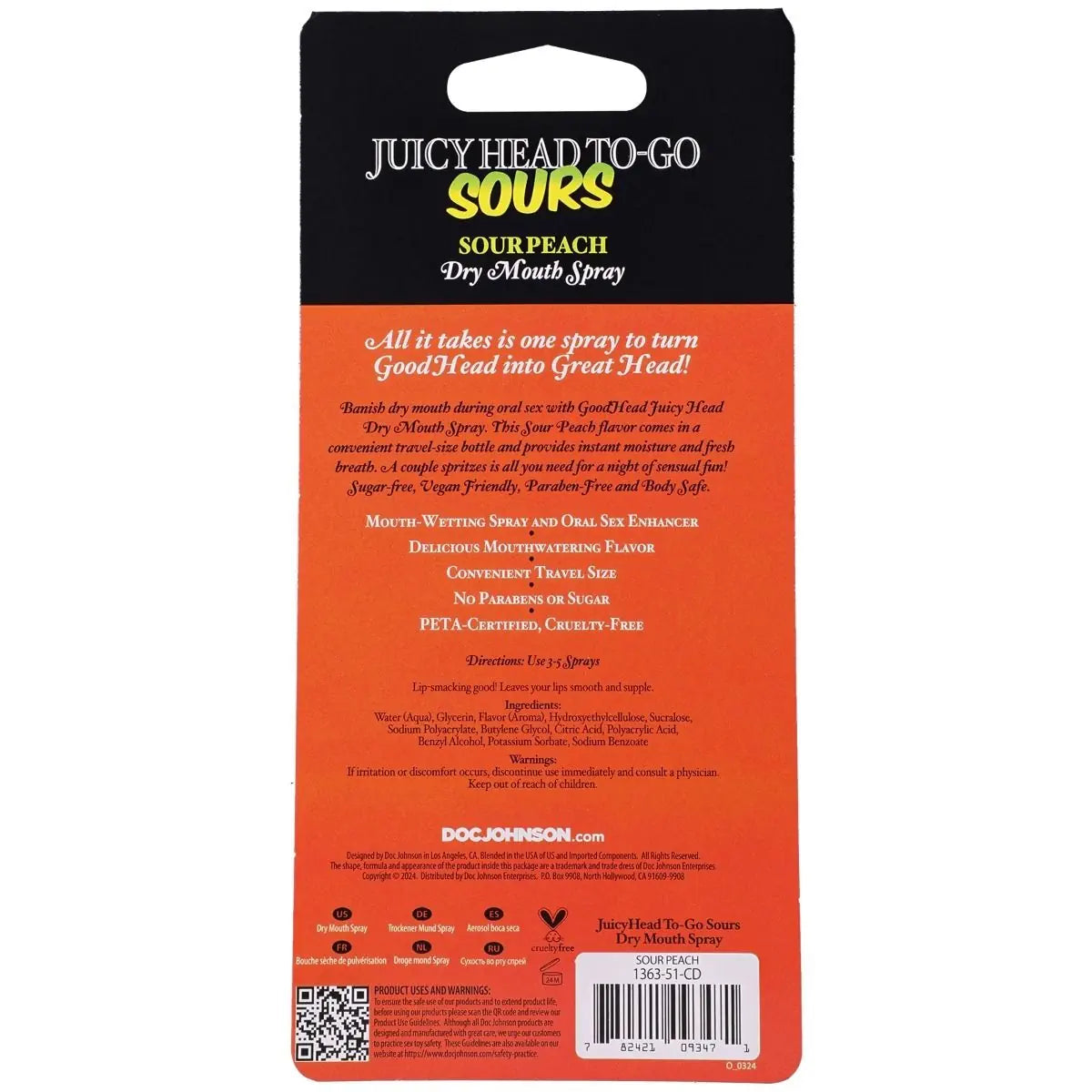 Goodhead Juicy Head Dry Mouth Blowjob Spray To-Go Sour Flavoured Cruelty Free Sour Blue Peach