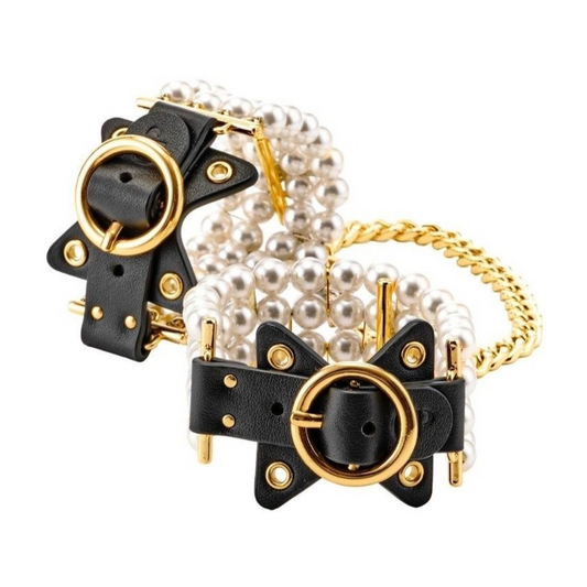 Guilty Pleasure Allure Soiree Pearl Wrist Hand Cuffs BDSM Bondage Fetish Vegan