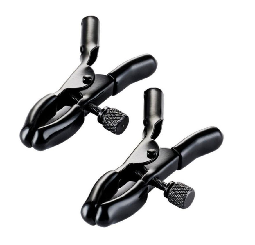Guilty Pleasure Draped Desire Nipple Clamps Black Gold BDSM Bondage Fetish Kink