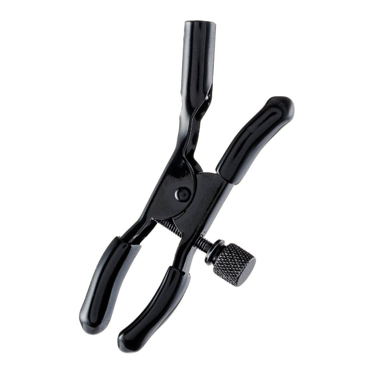 Black clamp on a white background