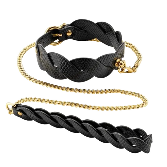 Guilty Pleasure Eclipse Lunar Braided Leash and Collar BDSM Bondage Fetish Vegan