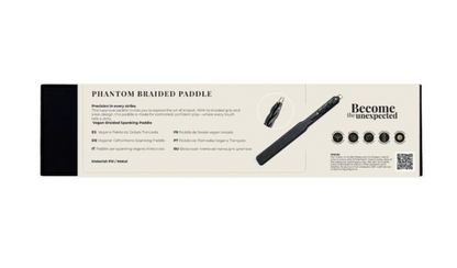Box for a Phantom Braided Paddle with product details on a white background