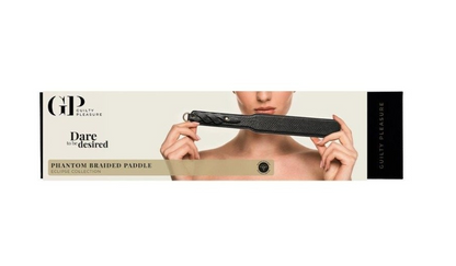Product packaging for a 'Phantom Braided Paddle' with a model holding it, branded 'GP'.