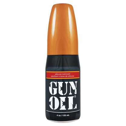 Bottle of Gun Oil silicone lubricant on a white background