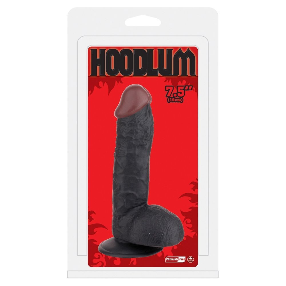 Hoodlum product packaging with a black object on a red background