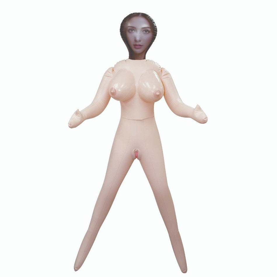 Hussy Standing Pose PVC Inflatable Love Sex Doll 2 Tempting Holes Brunette