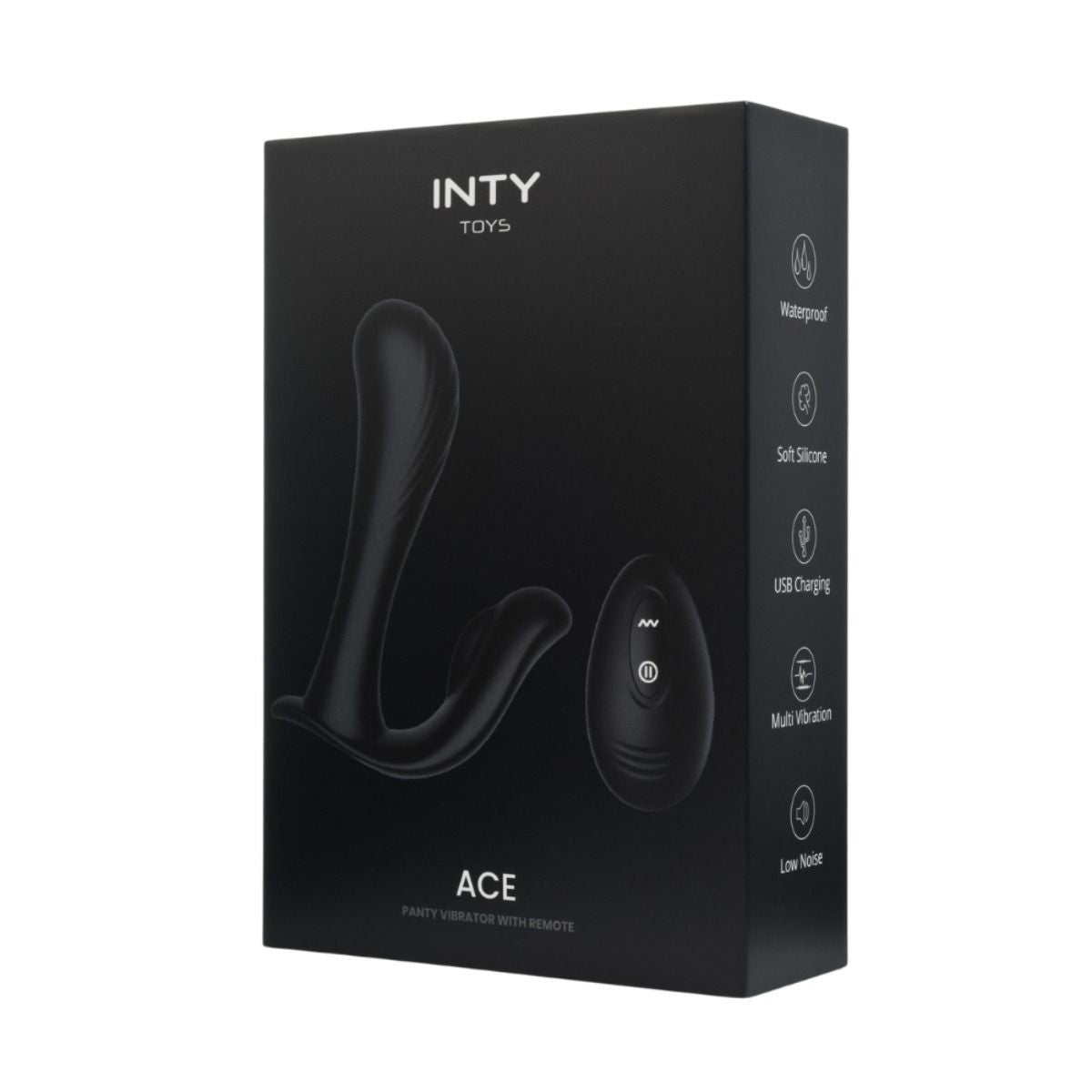 Black packaging of INTY TOYS ACE product on a white background