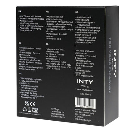 Black packaging box with text and branding on a white background
