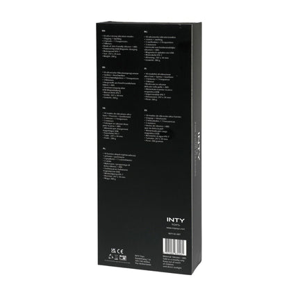 Black rectangular product packaging with text and branding on a white background