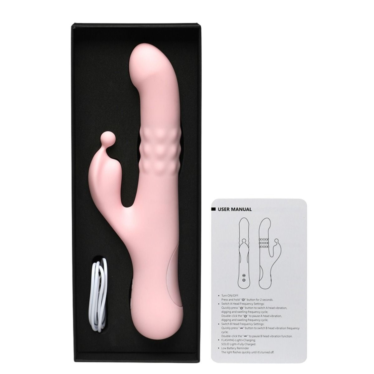 INTY Toys Bloom Thrusting Swelling Rabbit Vibrator Clit G-Spot Silicone Massager