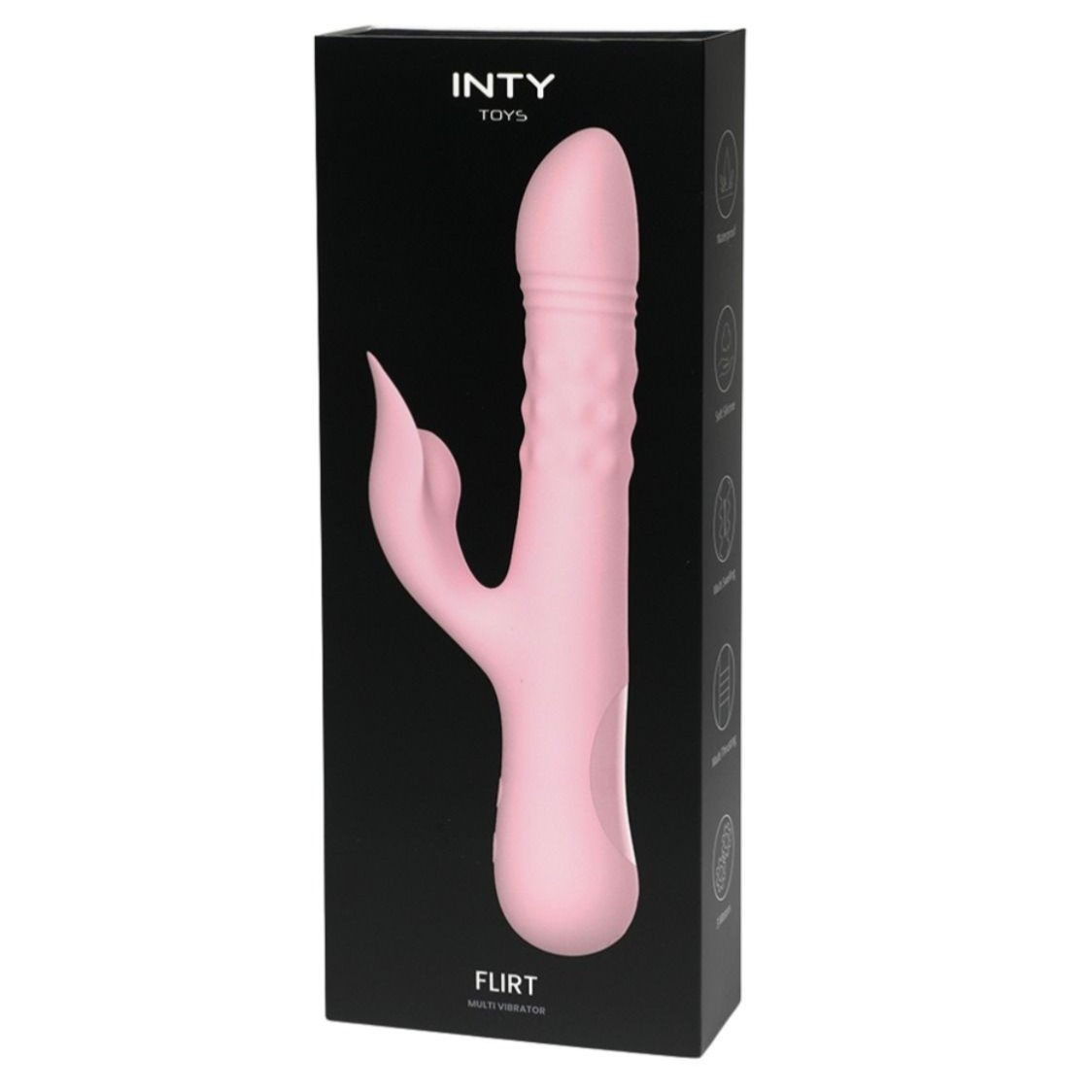 INTY Toys Flirt Thrusting Swelling Rabbit Vibrator Clit G-Spot Silicone Massager