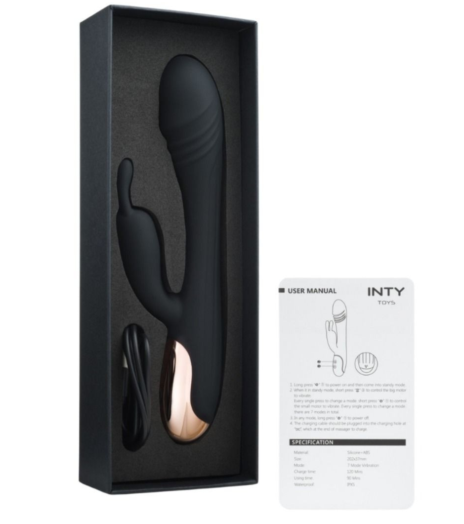 INTY Toys Peak Multispeed Rabbit Body Massager Clit G-Spot Silicone USB Vibrator