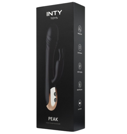 Black packaging of INTY TOYS Peak product on a white background