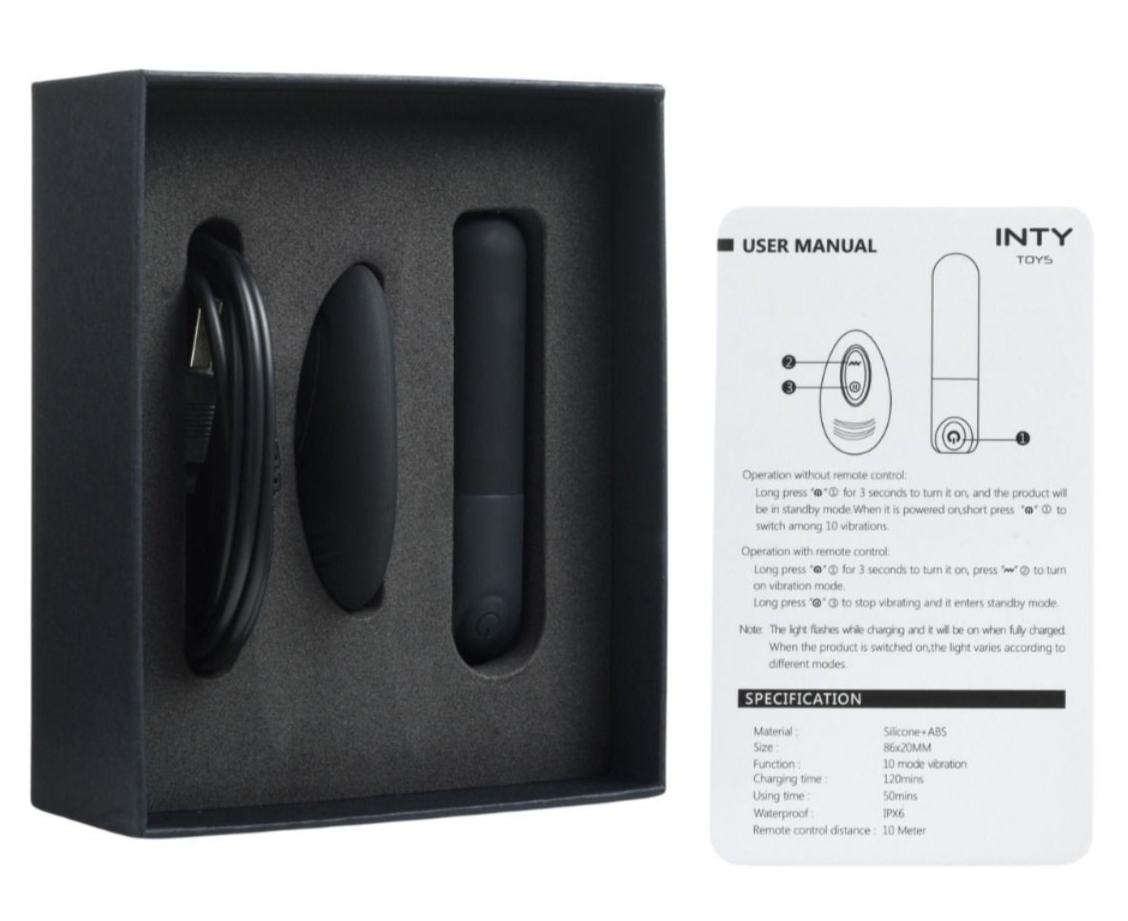 INTY Toys Pulse Soft Silicone Remote Control Bullet Clit Vibrator Waterproof