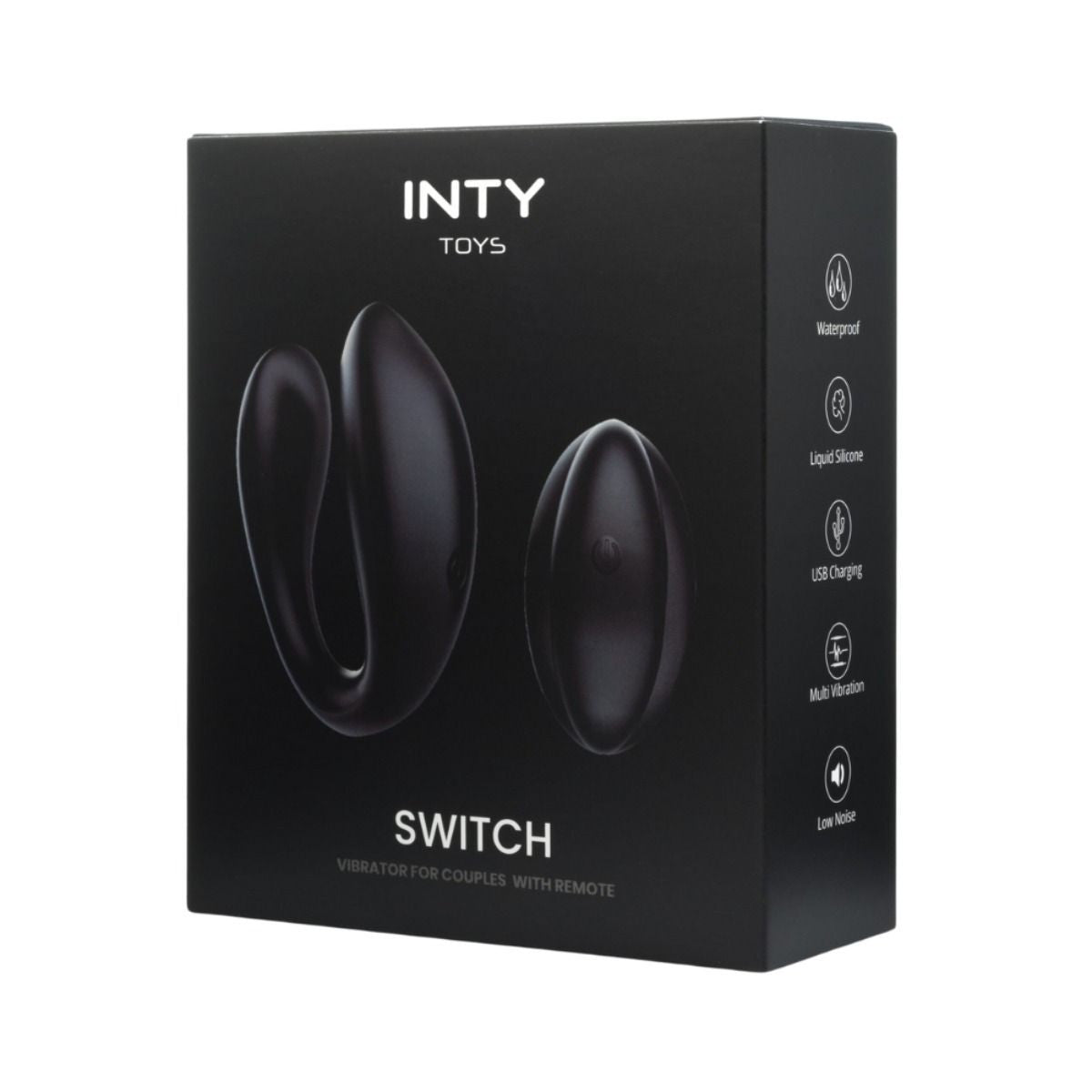 Black packaging of INTY TOYS Switch product on a white background