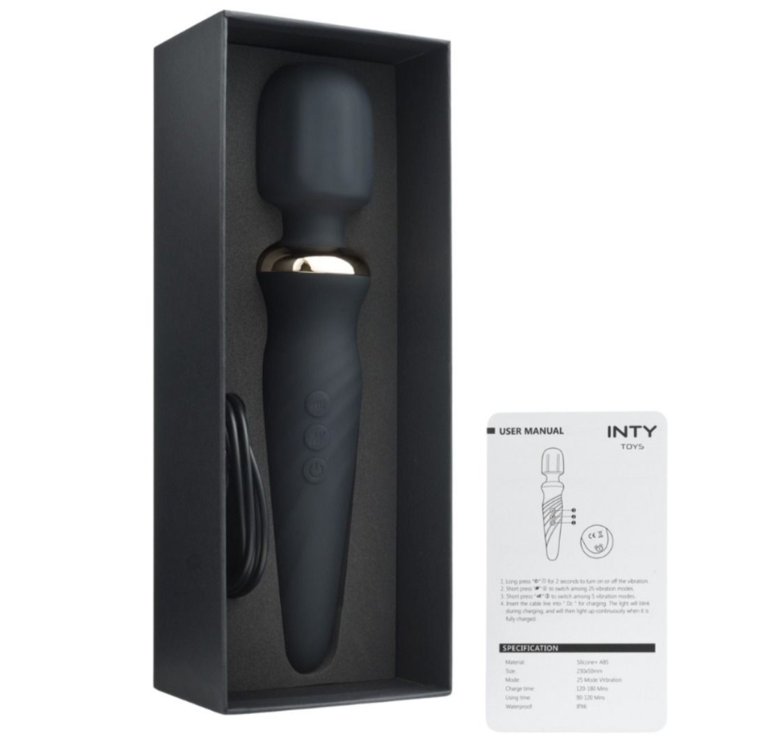 INTY Toys Torch Vibrator Body Clitoral Massager Wand 25 Modes 5 Speeds Silicone