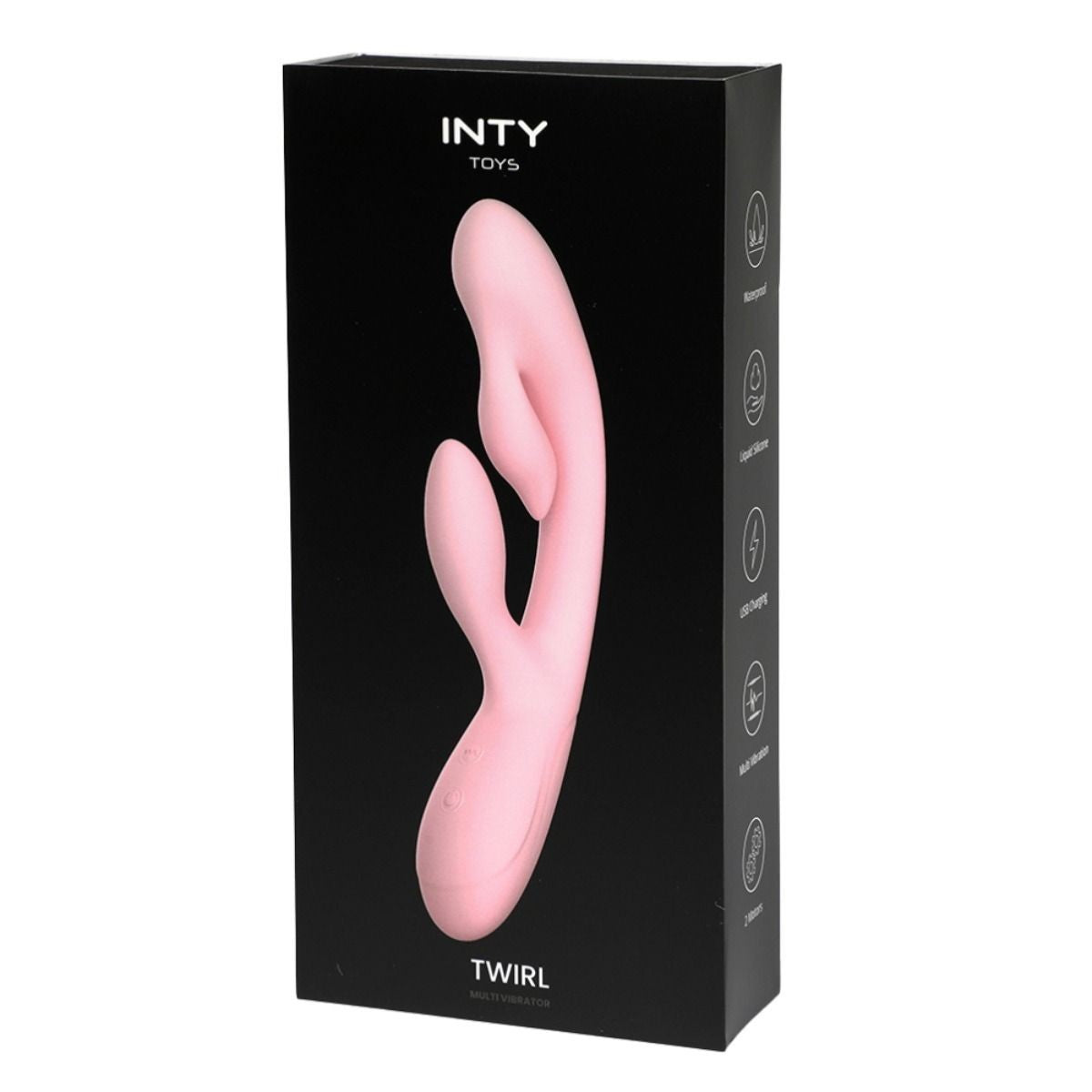 Pink toy with 'INTY TOYS' branding on a black box