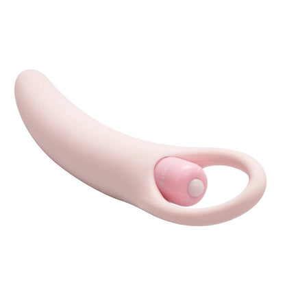 Pink vibrating dilator device on a white background