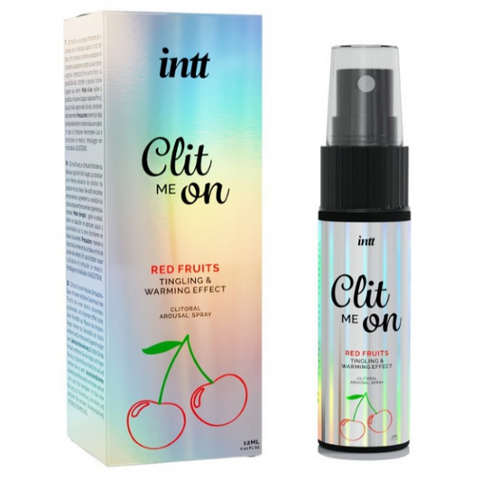 Clit me on product packaging with cherry illustration and 'intt' branding.