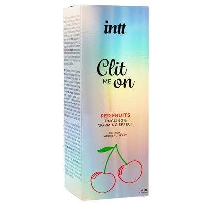 Product packaging for 'Clit Me On' with cherry illustration on a white background