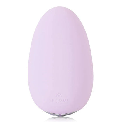 Purple egg-shaped device with a brand logo on a white background