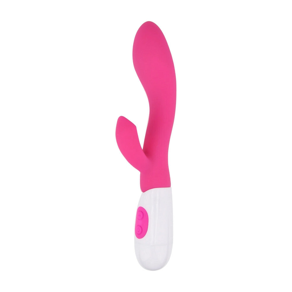 Pink and white electronic device on a white background