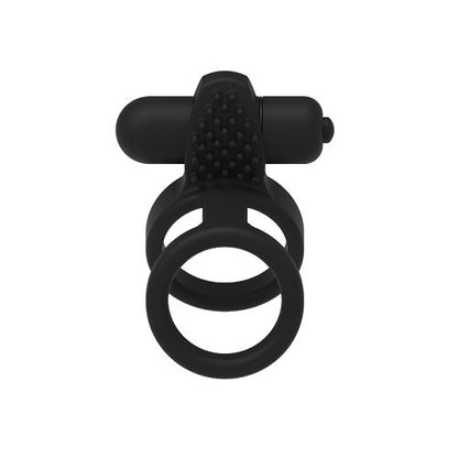 Black silicone cock ring with textured design on a white background