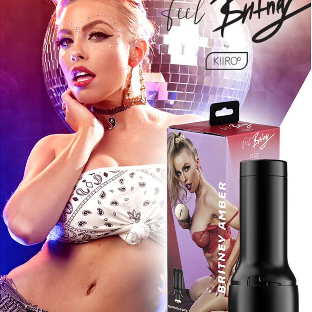 Product packaging and masturbator with a model in a glamorous setting
