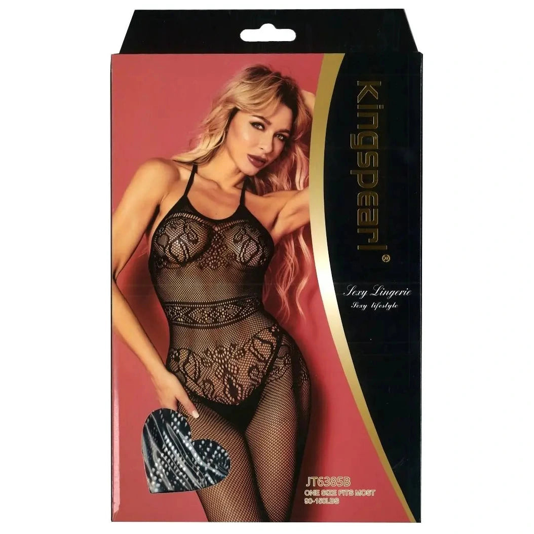 Lingerie set packaging with a model and brand name on a white background