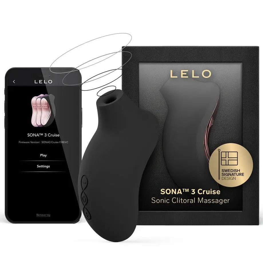 LELO Sona 3 Cruise Clitoral Massager Black Silicone Waterproof Vibrator on a white background