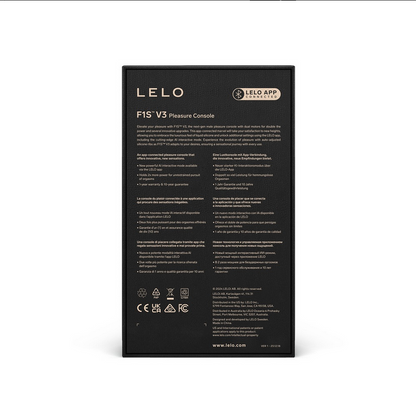 Black packaging of Lelo F15 V3 Pleasure Console on a white background