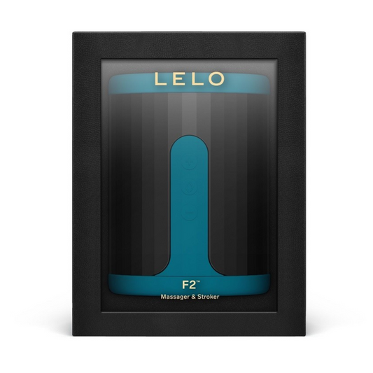 LELO F2 Male Masturbator Stamina Trainer Blue App Controlled Ribbed Silicone
