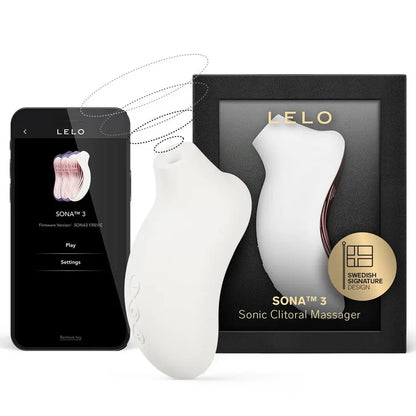 LELO Sona 3 Cruise SenSonic™ Clitoral Massager Cream Silicone Waterproof Vibrator packaging on a white background