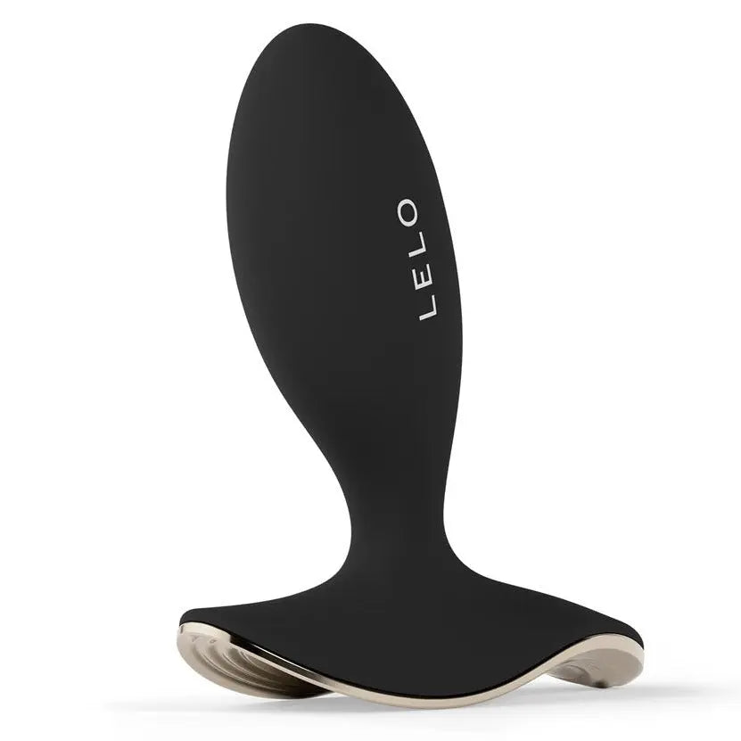 Black silicone product with 'LELO' branding on a white background